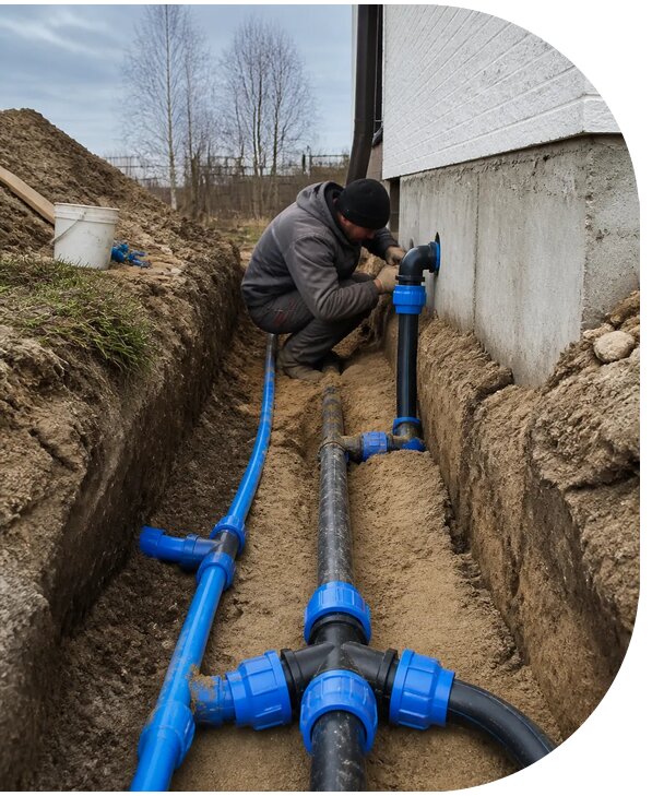 Монтаж наружного водопровода на участке под ключ в Рассказове